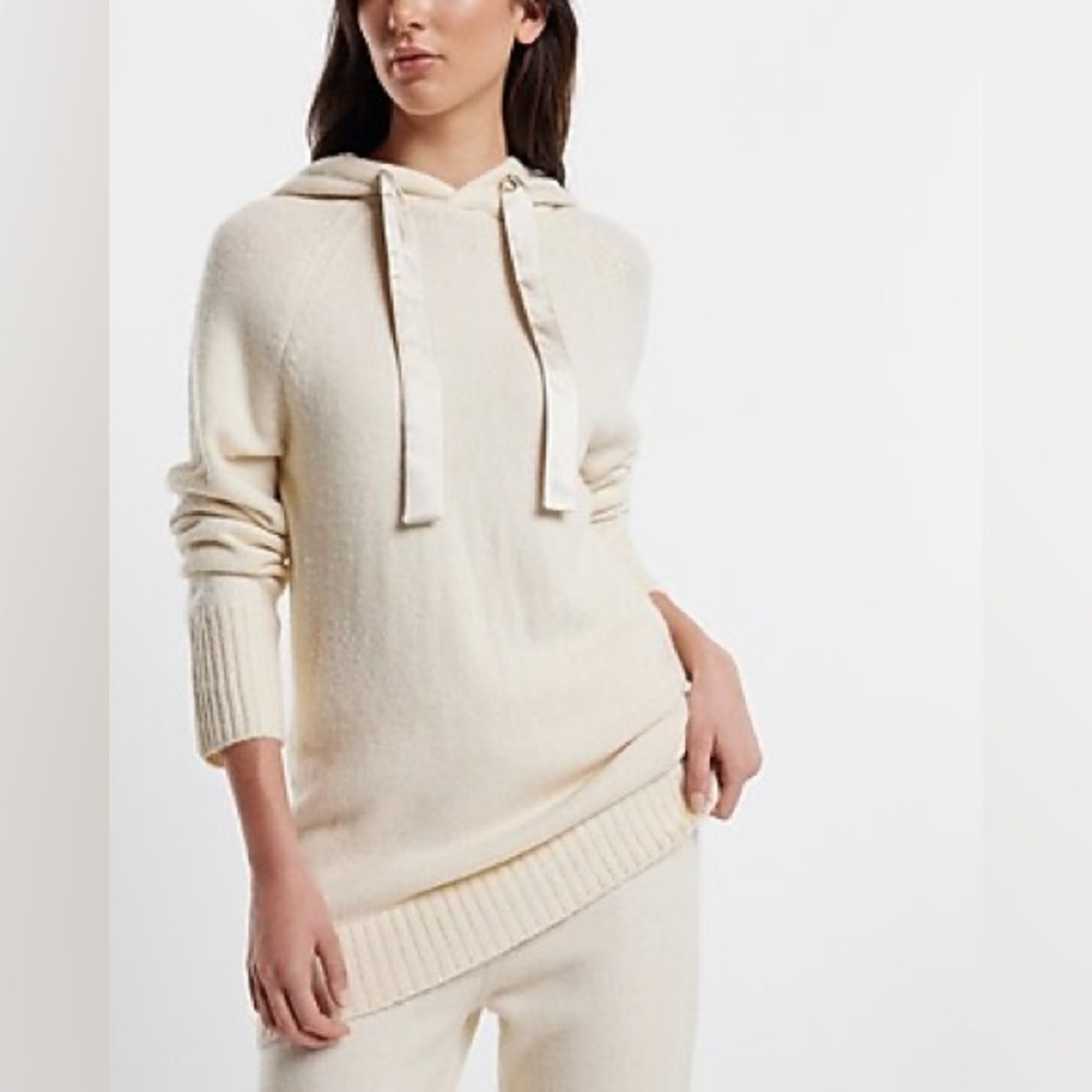 Express Satin Tie Sweater Oversized Hoodie